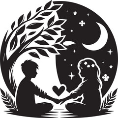 Friendship Day Elements Silhouette vector Design