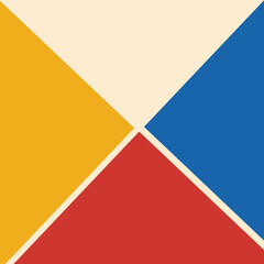 Bauhaus geometric pattern background, vector abstract circle, triangle and square lines art. Yellow, blue, red and green color, trendy Bauhaus pattern backgrounds set