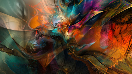 Naklejka premium Metamorphic Marvel: An Uplifting Abstract Digital Artwork