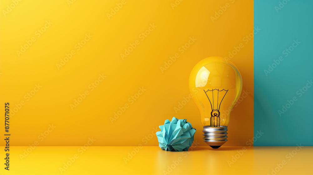 Poster creative idea turned into successful venture plan with copy space, covering all objects with deep de