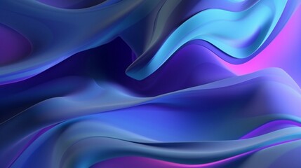 Fototapeta premium A dynamic 3D background with flowing abstract shapes, vibrant gradients of blue and purple, soft lighting creating depth and shadows, a sense of motion and energy, 3D rendering, created using Blender 