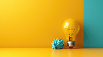 Creative idea turned into successful venture plan with copy space, covering all objects with deep depth of field.