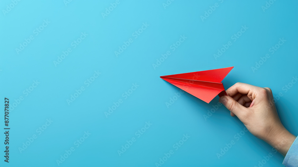 Poster metaphor for flying, individual talent with copy space, focus on objects, deep depth of field