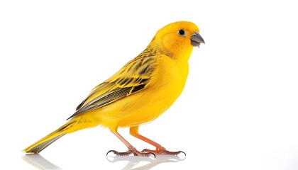 yellow canary isolated on white, yellow bird on white background