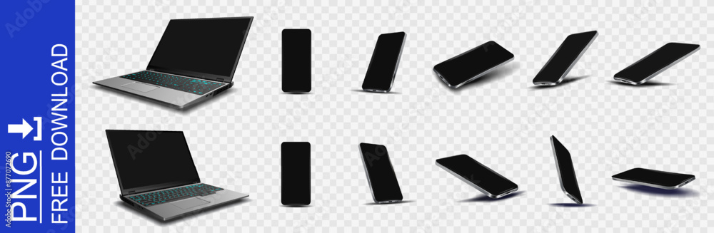 Aufkleber collection of stylish electronic devices. realistic set gadgets. stylish models of modern smartphone