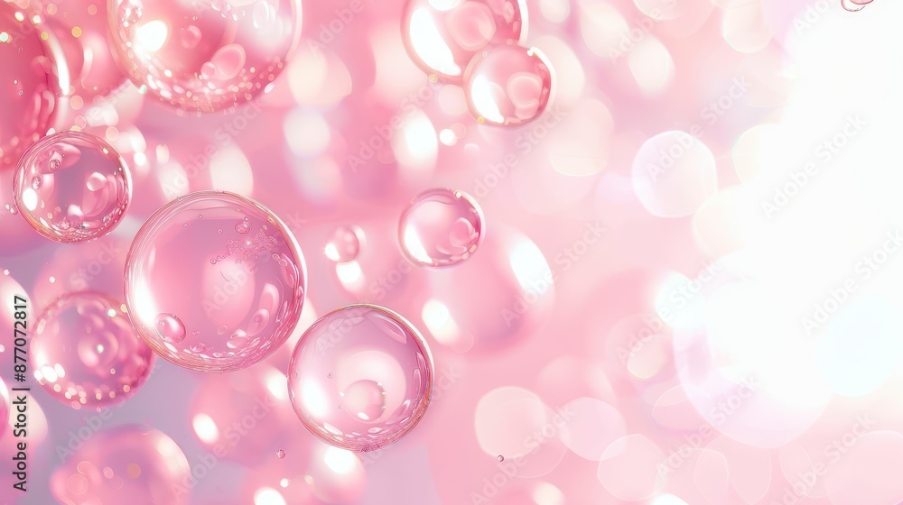 Poster light pink bubbles float within a soft, airy glow, creating a delicate and whimsical atmosphere suit