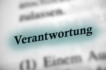 Obraz premium Verantwortung - Deutsches Text Wort mit blauer Markierung