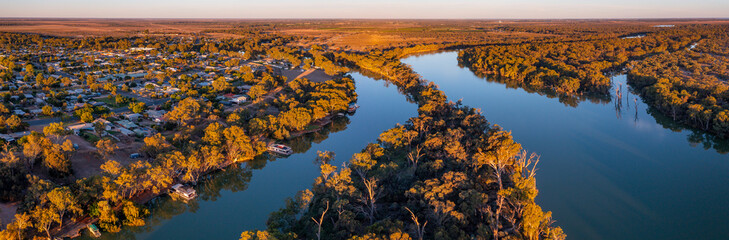 Aerial Panorama Two Rivers Lined