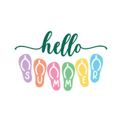 Hello summer round sign,  Vector design, Summer Illustration 