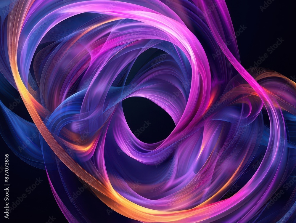 Wall mural abstract digital artwork of swirling fractal patterns in neon colors creating an illusion of depth a
