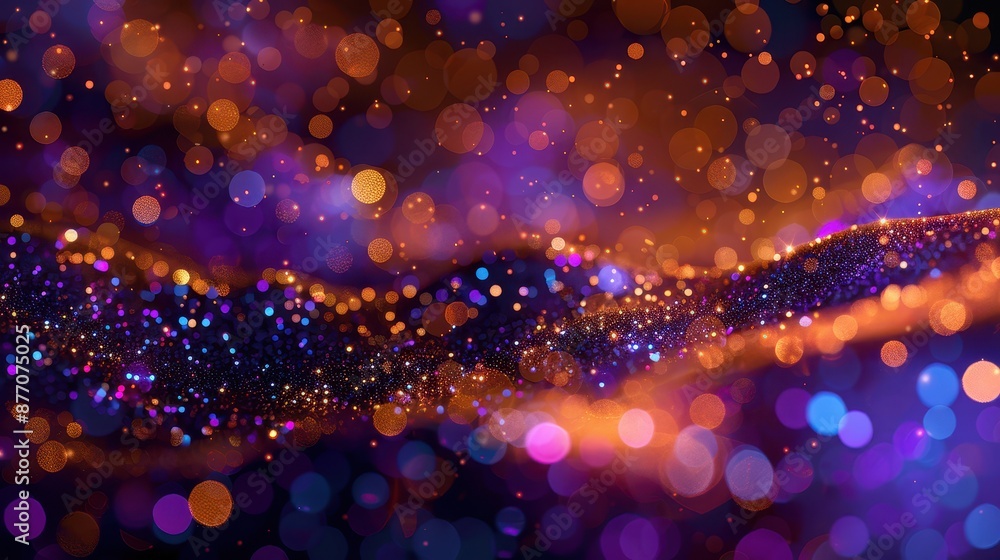 Aufkleber the image depicts a colorful bokeh wave pattern dominated by purple and orange hues, creating an enc