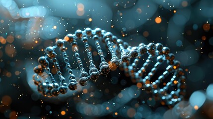 DNA molecule structure on dark background. Medical science and technology