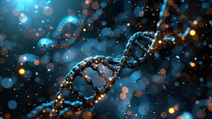 DNA molecule structure on dark background. Medical science and technology