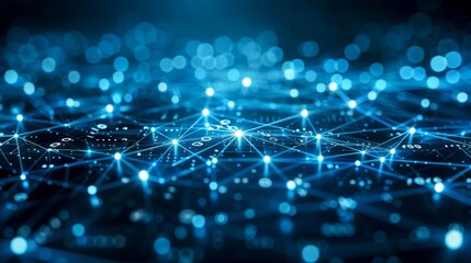 Obraz premium Abstract plexus Network Connections with Blue-Toned Dots and Lines 