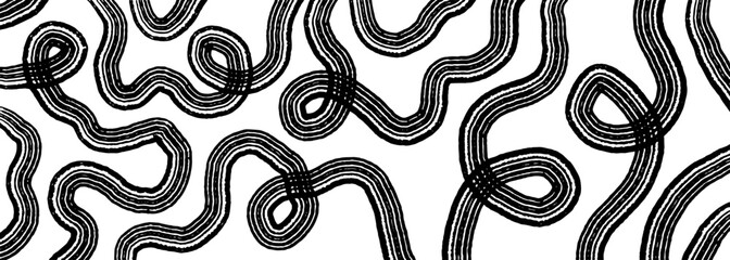 Abstract modern geometric curved Wavy and swirled brush strokes vector  ornament background. abstract shapes in doodle grunge style.