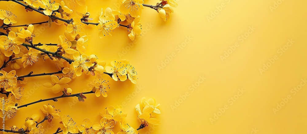 Poster yellow blooms on a yellow backdrop with a clear space for further imagery.