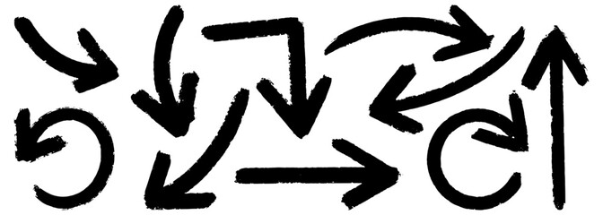 Set of Hand drawn vector arrows doodle on white background. Bold brush drawn arrows. design element vector illustration.