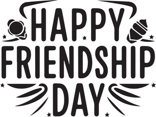Naklejka premium Happy Friendship Day Typography: Stunning Silhouette Vector Design