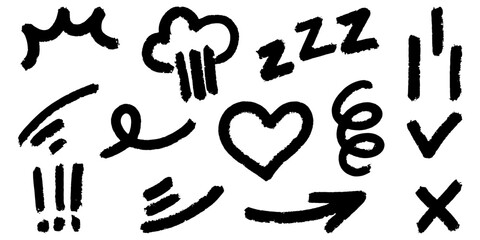 set of Hand drawn doodle expression sign for concept design isolated on white background. vector illustration.