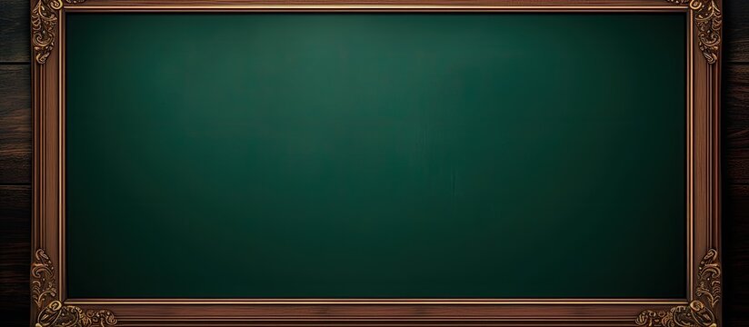 Menu board design with a dark green background and frame, suitable for displaying information, with blank copy space image.