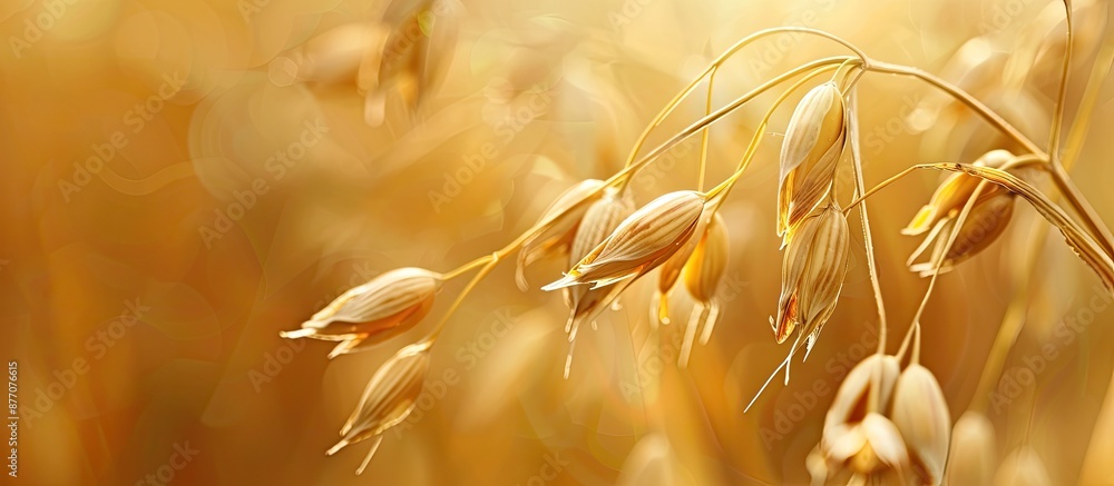 Poster close-up image of a ripe oat ear with copy space image.