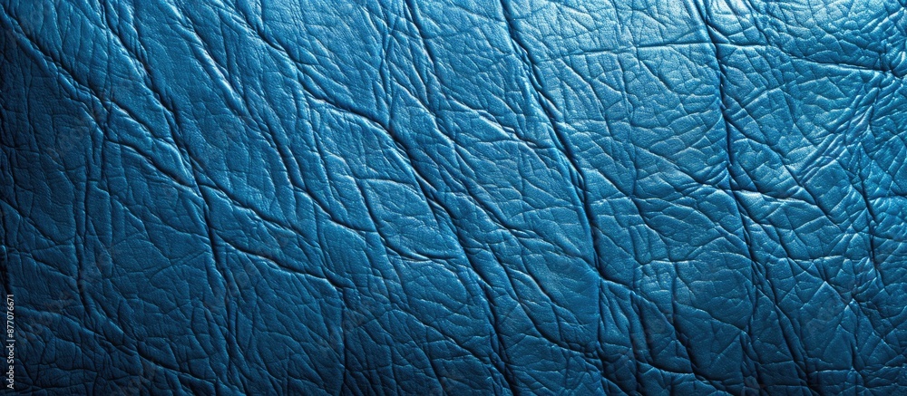 Poster an abstract blue artificial leather texture that serves as a background for design, with copy space 