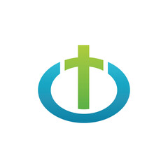Fototapeta premium Circle Church Cross logo vector design template