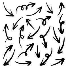 Set of Hand drawn vector arrows doodle on white background. design element vector illustration.