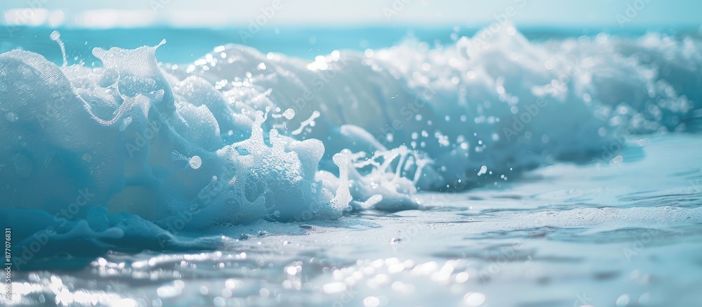 Aufkleber close-up of a foamy wave in a clear coastal sea/ocean with a copy space image.