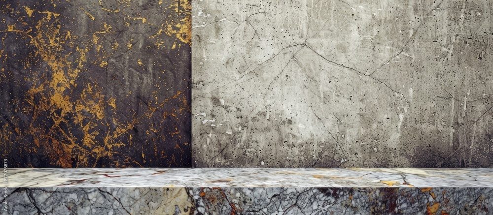 Poster abstract background with a choice between a concrete wall or marble wall, both having copy space ima