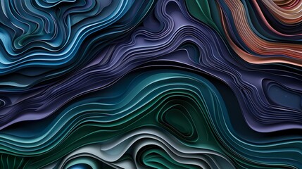 Obraz premium Multicolored Waves with Blue, Green, Purple, and Layered Textured Design