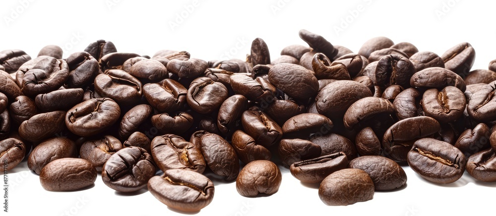 Aufkleber a photograph of coffee beans with a plain white background, ideal for use as a copy space image.