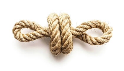 Hemp rope isolated on white, top view