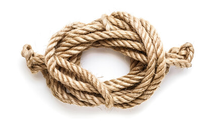 Obraz premium Hemp rope isolated on white, top view