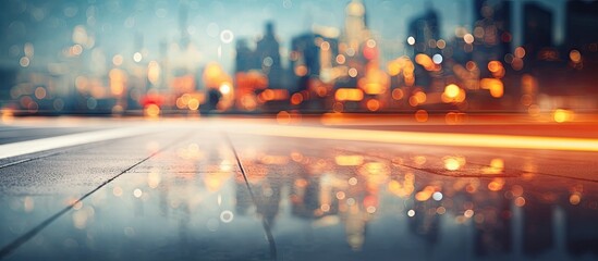 Obraz premium Cityscape with blurred background creating a bokeh effect, perfect for a copy space image.