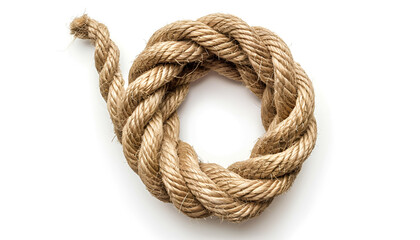 Obraz premium Hemp rope isolated on white, top view
