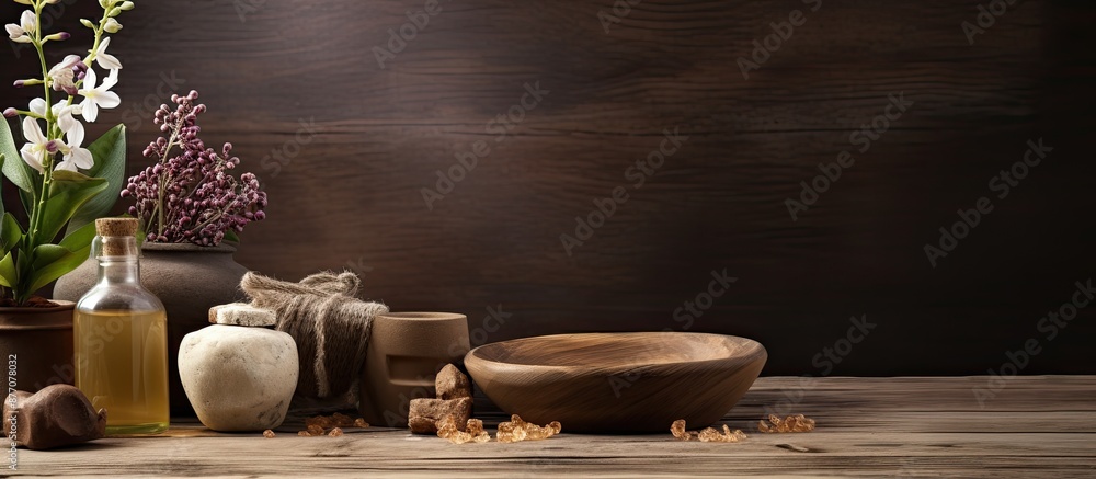 Poster Rustic spa composition featuring a copy space image.