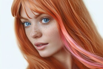 Naklejka premium beautiful woman with color hair isolated