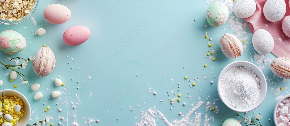 Poster baking easter treats with a background perfect for a copy space image.