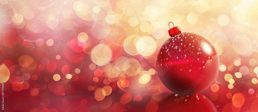 Poster a red christmas ball on a bright abstract background creates a festive holiday atmosphere for a chri
