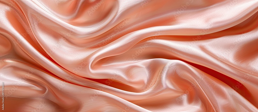 Poster luxe peach satin silk fabric with elegant wavy texture, perfect as an abstract background. features 