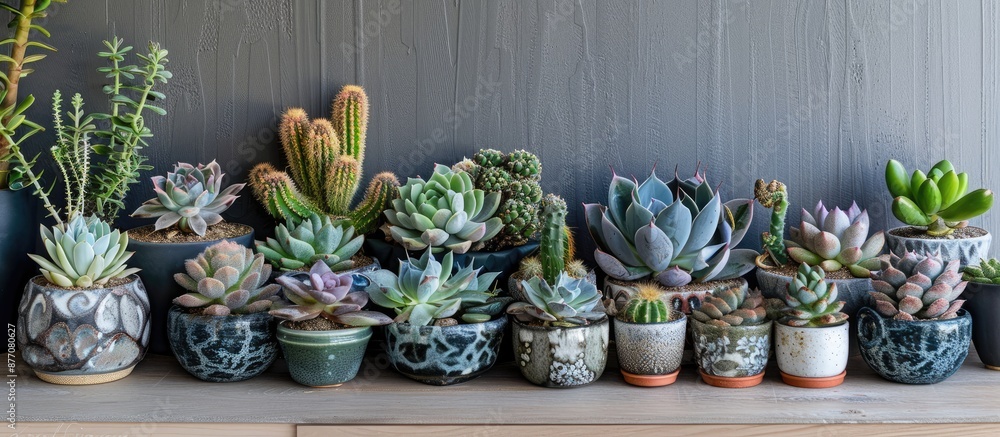 Aufkleber a charming arrangement of succulents in pots displayed on a desk with space available for copying im