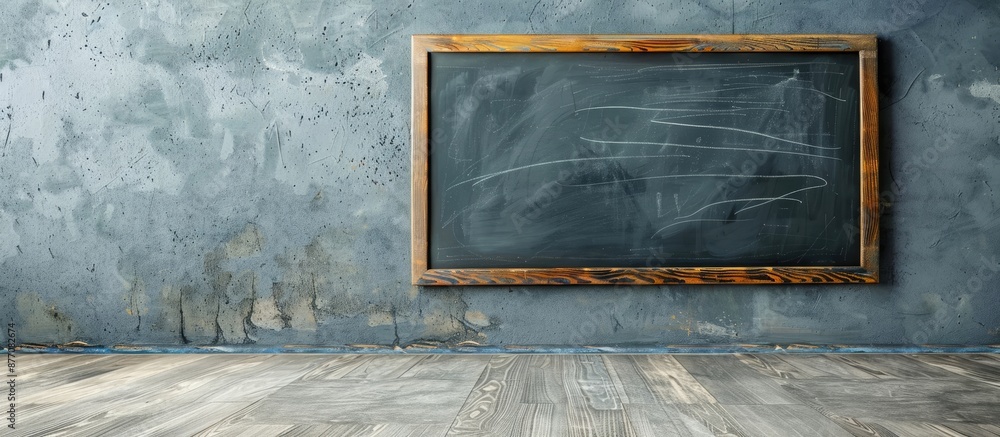 Poster chalkboard against gray wall with ample copy space image.