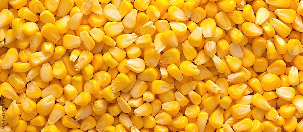 Aufkleber Corn grain's yellow pattern creates a backdrop with room for text, ideal for product and food contexts with a copy space image.