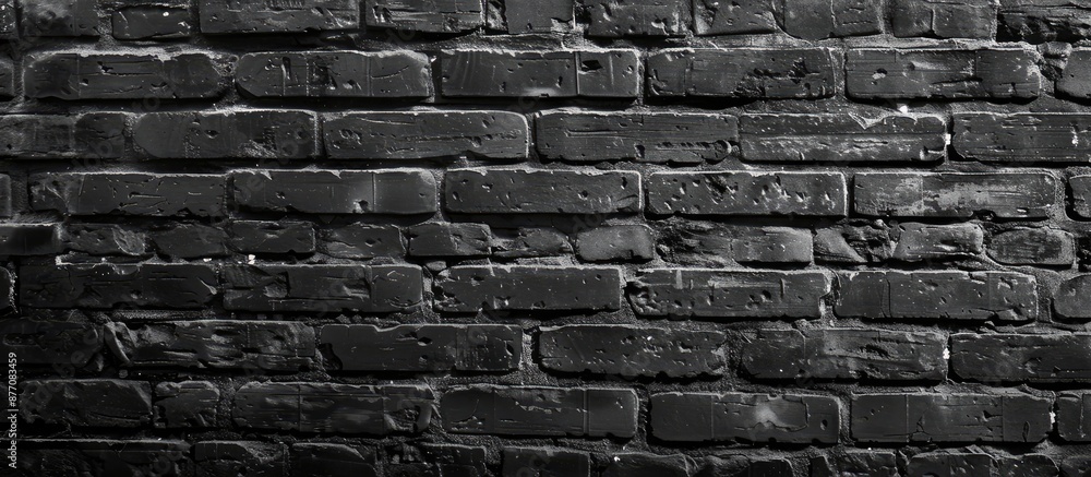 Poster brick wall background in black with space for text or image.