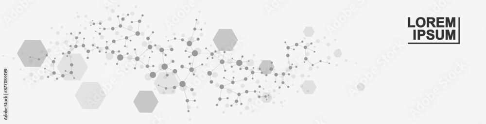 Poster abstract technology connect background lines and dots with hexagons. modern hexagons technology conc