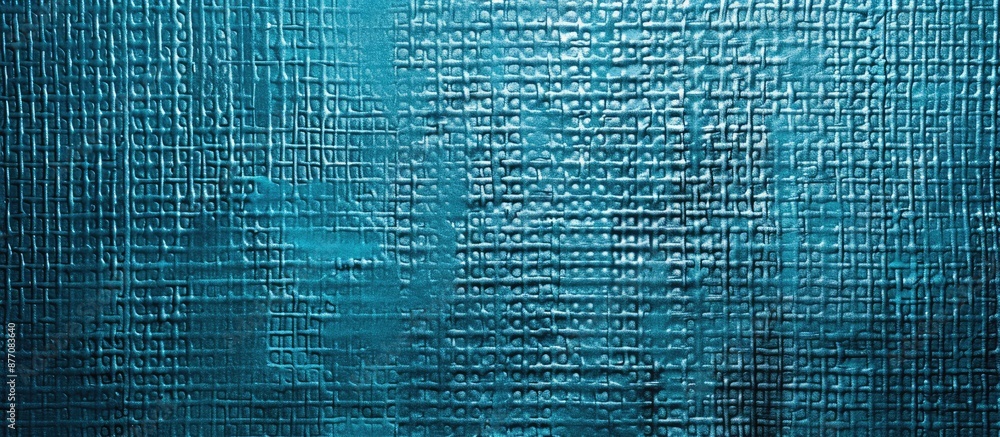 Poster capture a top-down view of a textured blue yoga mat background, offering ample space for additional 