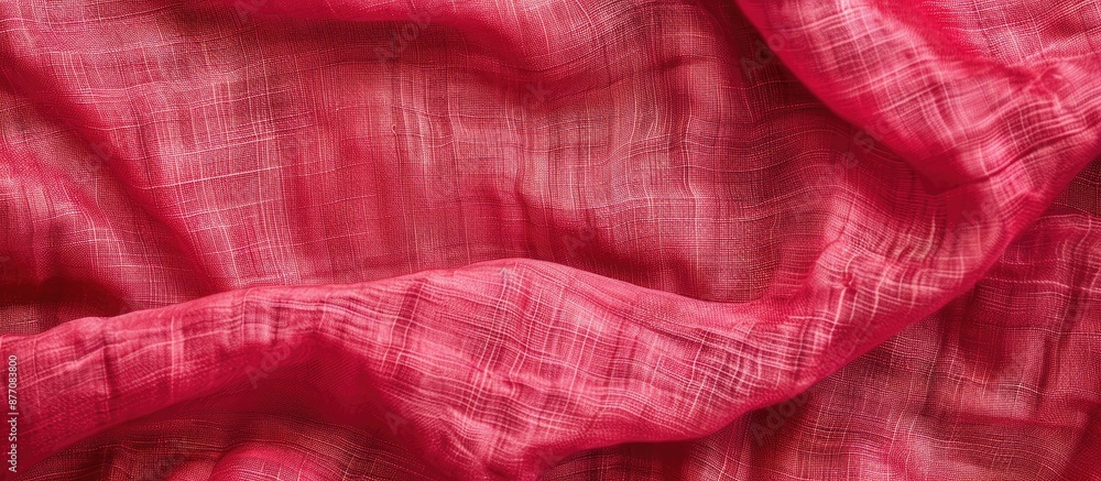 Fototapete detailed close-up image of a natural red fabric texture in a light red hue. made of cotton or linen,