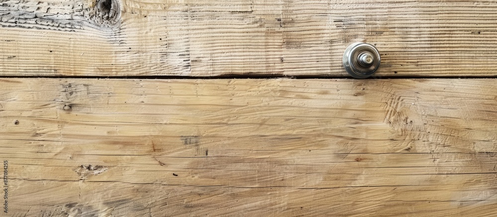 Poster attaching screws to a wooden surface with ample copy space image available for presentation.