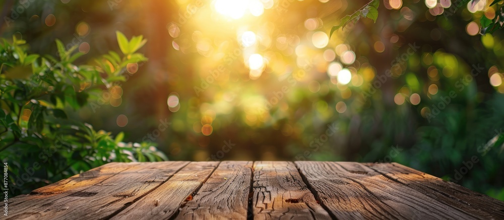 Aufkleber Blurry nature background with visible copy space image on the table top.